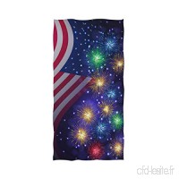 Un drapeau américain cool et des feux d'artifice étincelants de célébration imprimez de grandes serviettes décoratives pour la maison  à usages multiples pour la salle de bain 27 5 x 17 5 pouces - B07VKSPG4J
